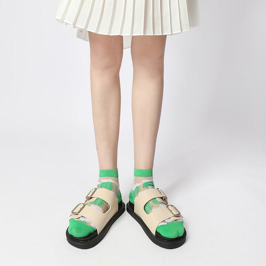 Green Grid Stockings - TheSockWave