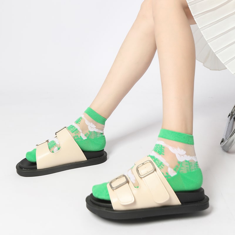 Green Grid Stockings - TheSockWave