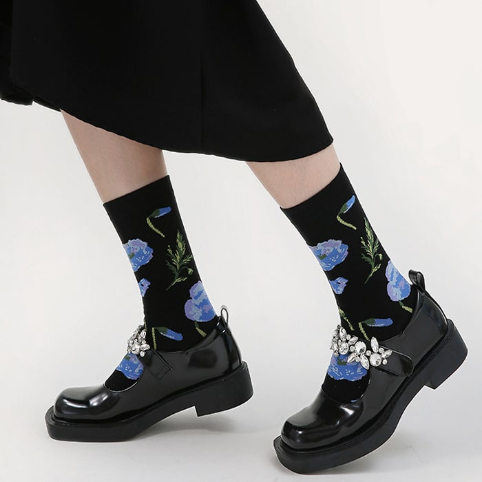 Misty Blue Floral Socks Set - TheSockWave