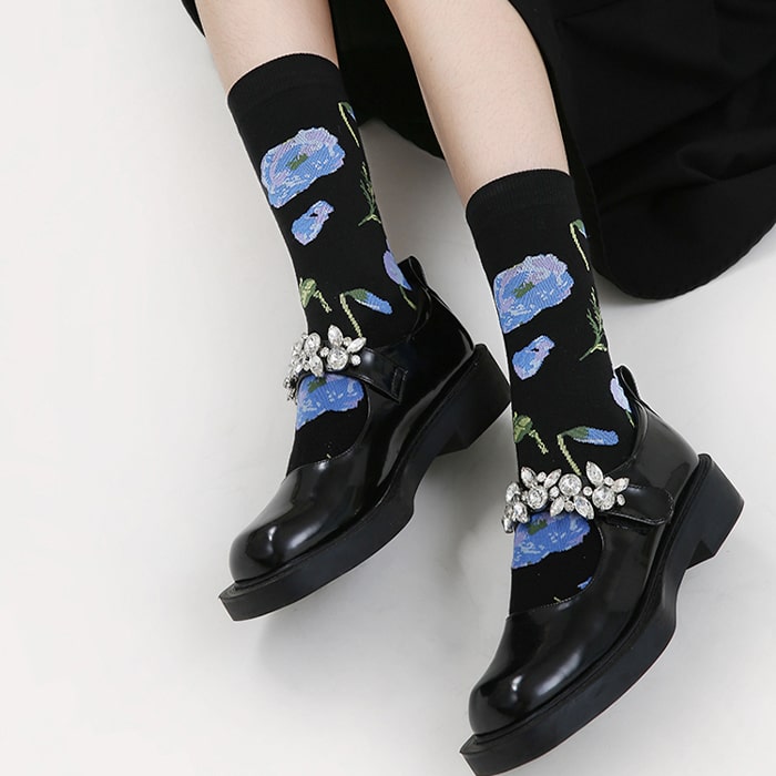 Misty Blue Floral Socks Set - TheSockWave